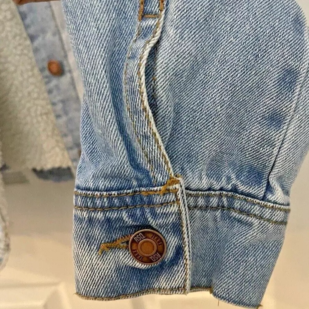 Vintage RSQ Denim Jacket With Sherpa Collar And Lining Fall Layering Blue, XS - Picture 16 of 16